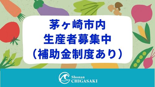 茅ヶ崎市内の生産者募集中（補助金制度あり）