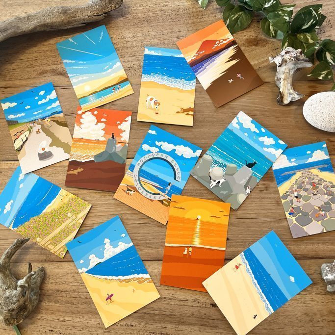 湘南・茅ヶ崎で描く、海を感じるイラストアート『湘南ランドスケープ：ポストカード』